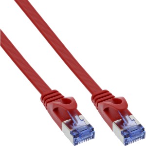 Kabel krosowy płaski, U/FTP, kat. 6A, czerwony, 10m