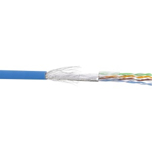 Kabel krosowy SF/UTP kat.5e AWG26 CCA PVC niebieski 100m