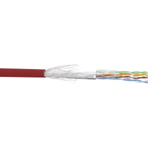 Kabel krosowy SF/UTP kat.5e AWG26 CCA PVC czerwony 100m