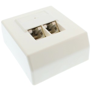 Puszka sieciowa Cat.5e 2x RJ45 do montażu powierzchniowego, kolor biały RAL9010