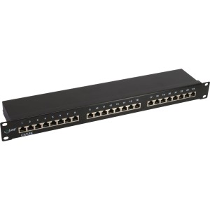 Panel krosowy 19" Cat.5e, 24 porty, 1U, czarny, RAL9005