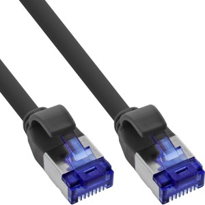 Kabel krosowy cienki, kat.6A, S/FTP, TPE (LSZH) elastyczny, PoE, czarny, 3m