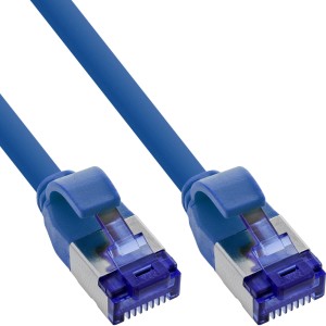 Kabel krosowy cienki, kat.6A, S/FTP, TPE (LSZH) elastyczny, PoE, niebieski, 20m
