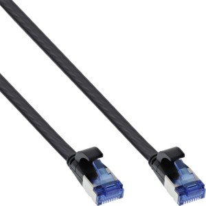 Kabel krosowy płaski, U/FTP, kat. 6A, TPE bezhalogenowy, czarny, 3m