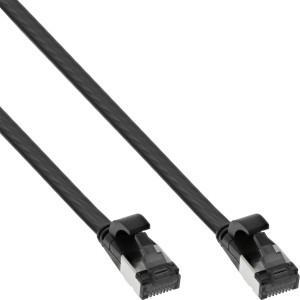 Kabel krosowy płaski, U/FTP, kat. 8.1, TPE bezhalogenowy, czarny, 2m