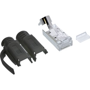 Złącze zaciskane kat.6A RJ45 ekranowane, 3-częściowe, czarne, 10 szt