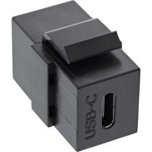 Moduł zatrzaskowy USB 3.1, USB-C F/F, obudowa czarna