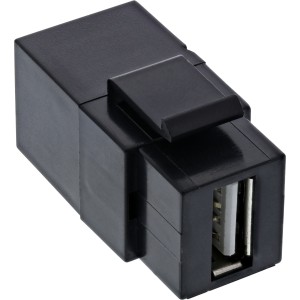 Moduł USB 2.0 Snap-In, USB-A F/F, kątowy, obudowa czarna