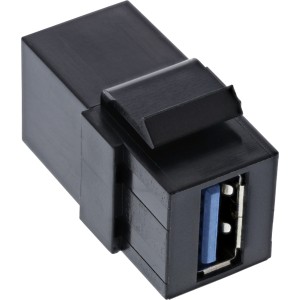 Moduł zatrzaskowy USB 3.1, USB-A F/F, kątowy 90°, obudowa czarna