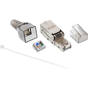 Wtyczka RJ45 kat.6A 500MHz, do montażu na miejscu, ekranowana
