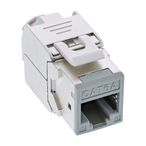 Gniazdo Keystone RJ45, ekranowane, kat. 6A, szare, 8 szt