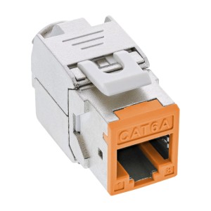 Gniazdo Keystone RJ45, ekranowane, kat. 6A, pomarańczowe, 8 szt