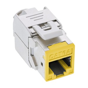 Gniazdo Keystone RJ45, ekranowane, kat. 6A, żółte, 8 szt