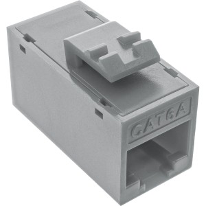 Gniazdo/gniazdo Keystone RJ45, nieekranowane, kat. 6A, opakowanie 8 szt., szare