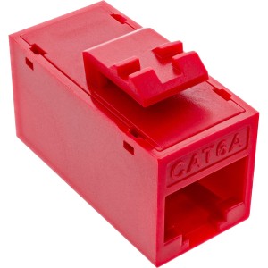 Gniazdo/gniazdo Keystone RJ45, nieekranowane, kat. 6A, opak. 8 szt., czerwone
