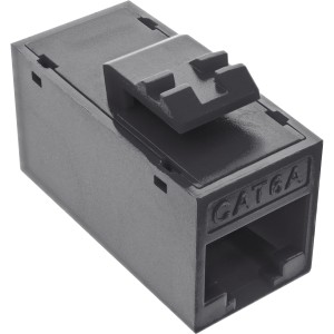 Gniazdo/gniazdo Keystone RJ45, nieekranowane, kat. 6A, opakowanie 8 szt., czarne