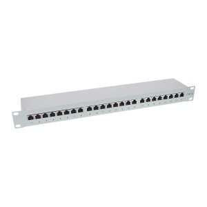 Patch panel kat.6 24 porty 19" 1HE jasnoszary RAL7035