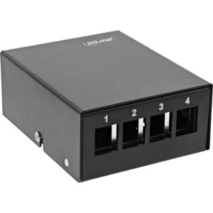 Pulpitowy punkt konsolidacyjny 4x Keystone RJ45, metal, czarny RAL9005