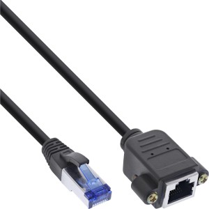 Patchcord wbudowany przedłużacz, S/FTP (PiMf), kat.6A, LSZH, miedź, 5m