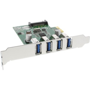 4-portowy kontroler hosta USB 3.2 PCIe ze wspornikiem LP i złączem SATA Aux. Moc