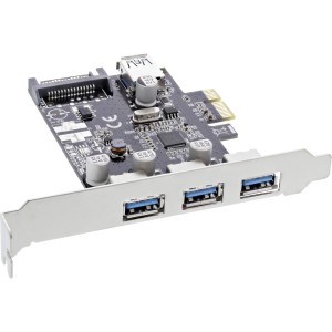 Kontroler hosta USB 3.0 z 3+1 portami, PCIe, z zasilaniem SATA i uchwytem LP