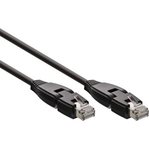 Kabel krosowy 180° S/FTP PiMF kat.6A 500 MHz bezhalogenowy miedź czarny 1 m