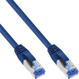Kabel krosowy S/FTP PiMF kat. 6A bezhalogenowy 500 MHz niebieski 0,25 m