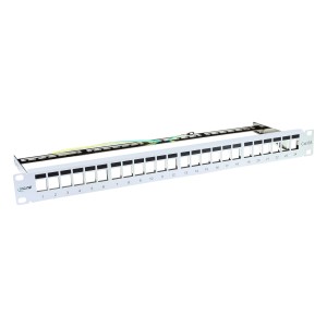 Pusty panel krosowy 19" kat. 6A, 24 porty 1U, jasnoszary