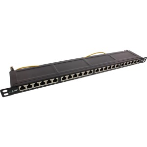 Panel krosowy 19" kat. 6A, 24 porty, 0,5U, czarny, RAL 9005