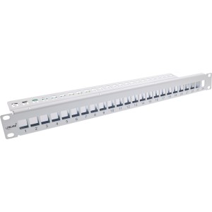 Pusty panel krosowy 19" 24 porty 1U jasnoszary