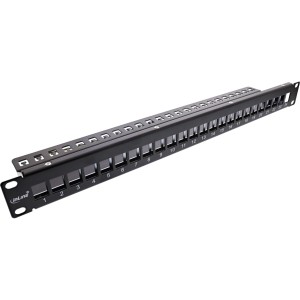 Pusty panel krosowy 19" 24 porty 1U, czarny