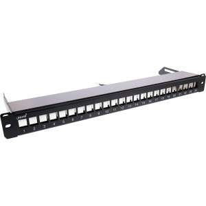 Pusty panel krosowy z wysuwanym panelem 19" 24-portowym 1U, czarny