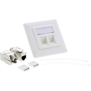 Puszka kat.6A podtynkowa 2x RJ45 kolor biały RAL9010