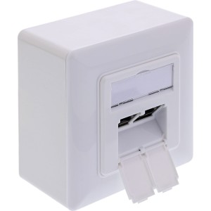Gniazdo kat.6A, 2x gniazdo RJ45, RAL9010, kolor biały