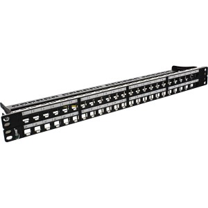 Pusty panel krosowy RJ45 Keystone 19", 48 portów, 1U, czarny