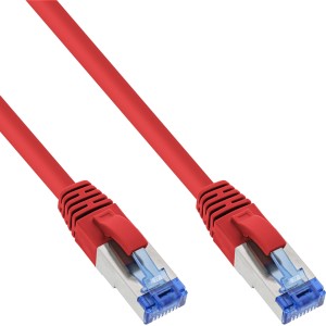 Kabel krosowy S/FTP PiMF kat. 6A bezhalogenowy 500 MHz czerwony 0,5 m