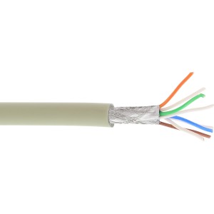Kabel krosowy S/FTP PiMF kat.6A bezhalogenowy 500MHz szary 100m