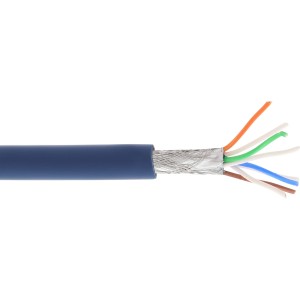 Kabel krosowy S/FTP PiMF kat.6A bezhalogenowy 500MHz niebieski 100m
