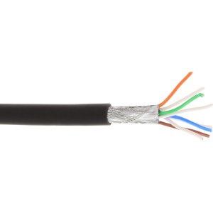 Kabel krosowy S/FTP PiMF kat.6A bezhalogenowy 500MHz czarny 100m