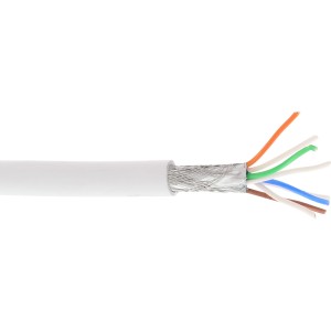 Kabel krosowy S/FTP PiMF kat.6A bezhalogenowy 500MHz biały 100m