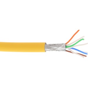 Kabel krosowy S/FTP PiMF kat.6A bezhalogenowy 500MHz żółty 100m