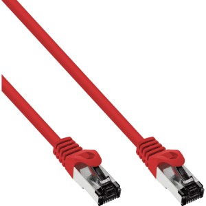 Patchcord S/FTP (PiMf), Cat.8.1, 2000MHz, bezhalogenowy, czerwony, 1m