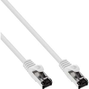 Patchcord S/FTP (PiMf), Cat.8.1, 2000MHz, bezhalogenowy, biały, 1m