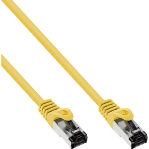 Patchcord S/FTP (PiMf), Cat.8.1, 2000MHz, bezhalogenowy, żółty, 1m