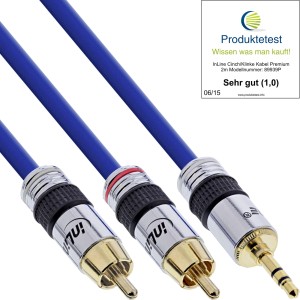 Kabel audio Premium 2x RCA męski / 3,5mm męski, pozłacany, 15m