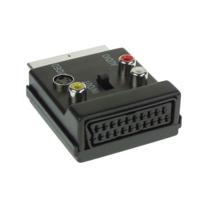 Adapter Scart Scart męski/żeński na 3x RCA + żeńskie wideo S-VHS