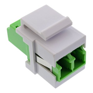 Adapter światłowodowy Keystone Snap-in biały, duplex LC/LC, SM, zielony