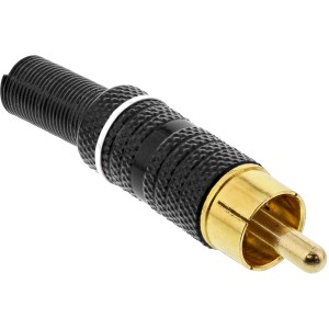 Wtyk RCA do lutowania biały pierścień metalowy czarny na kabel 6mm
