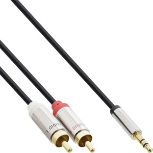 Smukły kabel audio 3,5 mm męski / 2 x RCA męski 0,5 m