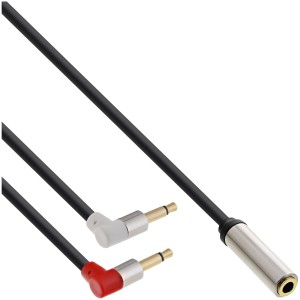 Kabel do siedzenia samolotu Slim Audio 2x 3,5 mm M na 1x F, 2 m